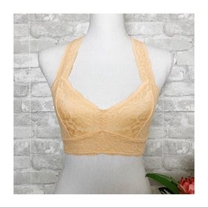 NWT FREE PEOPLE | Light Orange Galloon Racerback Lace Bralette XS
